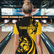 Load image into Gallery viewer, Yellow Wolf Bowling Shirts for Team Men Women Custom Wolf Bowling Jerseys for Couples MBL197