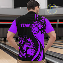 Load image into Gallery viewer, Purple Wolf Bowling Shirts for Team Men Women Custom Wolf Bowling Jerseys for Couples MBL197