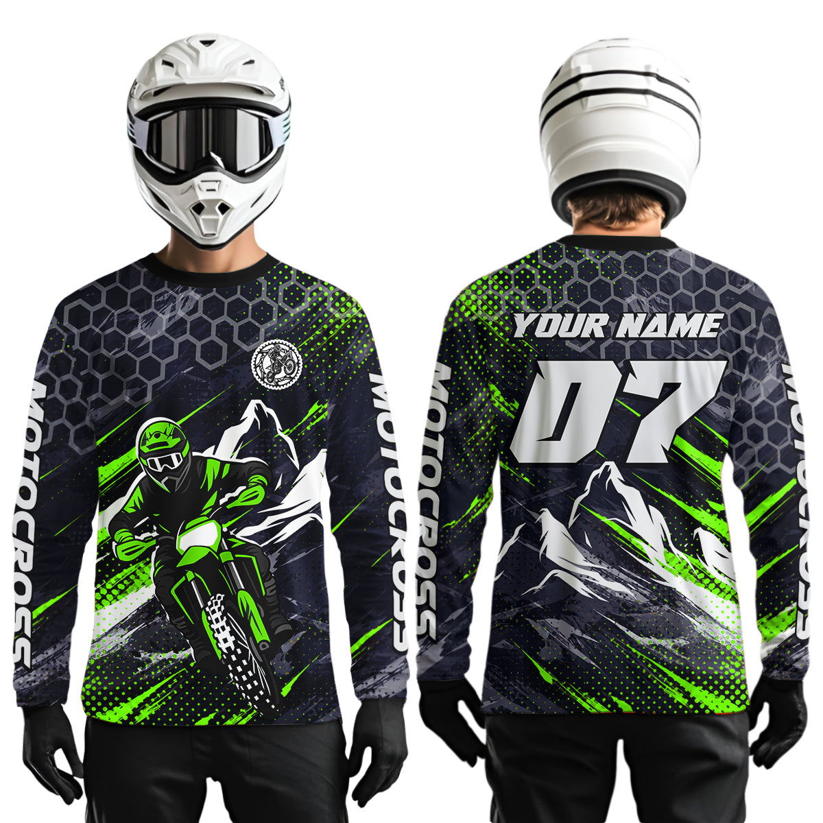 Green Motocross Racing Jersey for Kids Women Men Dirt Bike Shirts Motorcycle Riding Shirt XM493