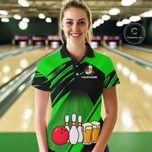 Load image into Gallery viewer, Funny Beer Bowling Shirts Green Bowling Jersey for Team Women Men Bowl League MBL261