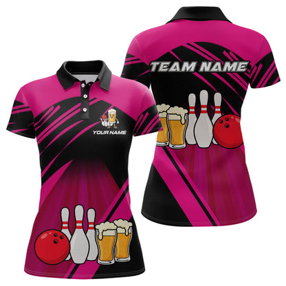 Funny Beer Bowling Shirts Pink Bowling Jersey for Team Women Men Bowl League MBL261