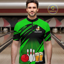 Load image into Gallery viewer, Funny Beer Bowling Shirts Green Bowling Jersey for Team Women Men Bowl League MBL261