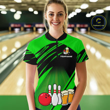 Load image into Gallery viewer, Funny Beer Bowling Shirts Green Bowling Jersey for Team Women Men Bowl League MBL261