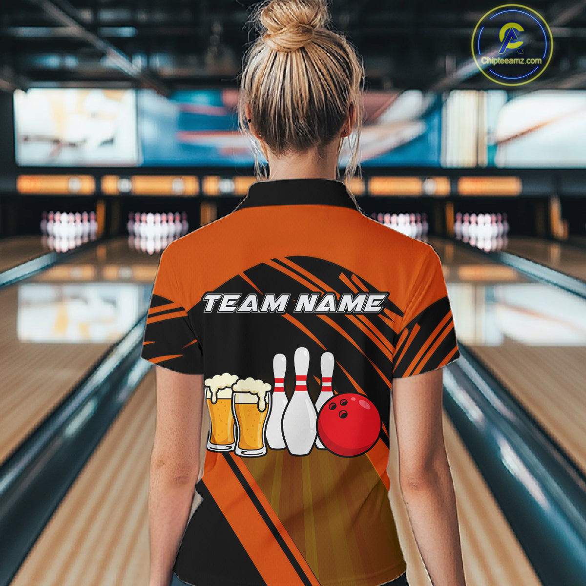 Funny Beer Bowling Shirts Orange Bowling Jersey for Team Women Men Bowl League MBL261