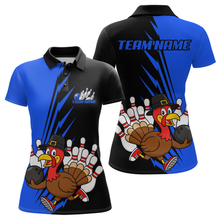 Load image into Gallery viewer, Blue Turkey Bowling Shirts for Women Men Team Custom Bowling Jerseys Thanksgiving MBL180