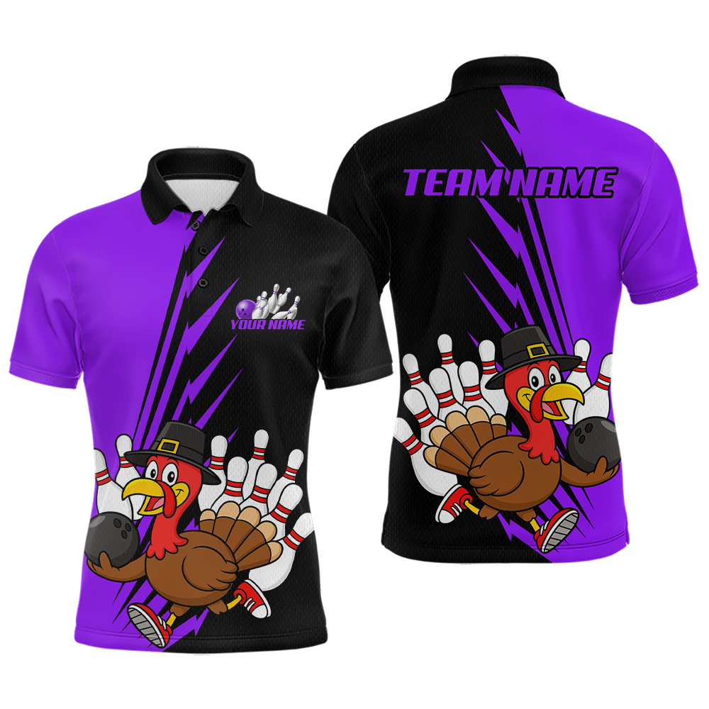 Purple Turkey Bowling Shirts for Women Men Team Custom Bowling Jerseys Thanksgiving MBL180
