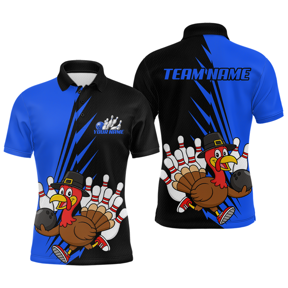 Blue Turkey Bowling Shirts for Women Men Team Custom Bowling Jerseys Thanksgiving MBL180