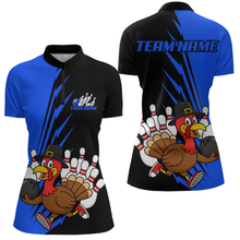 Load image into Gallery viewer, Blue Turkey Bowling Shirts for Women Men Team Custom Bowling Jerseys Thanksgiving MBL180