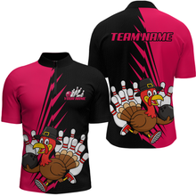 Load image into Gallery viewer, Pink Turkey Bowling Shirts for Women Men Team Custom Bowling Jerseys Thanksgiving MBL180