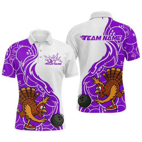 Custom Purple Turkey Bowling Shirts for Women Men Team Bowling Jerseys Thanksgiving MBL181