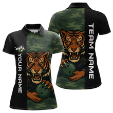 Load image into Gallery viewer, Custom Tiger Bowling Shirts for Team Women Men Camo Green Bowling Polo &amp; 1/4 Zip Shirt MBL184
