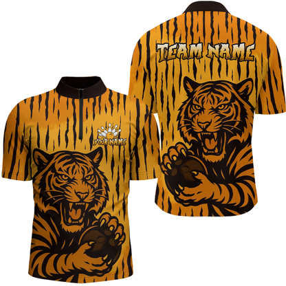 Tiger Bowling Shirts for Team Women Men Custom Bowling Jersey Polo & Quarter Zip Shirt MBL187