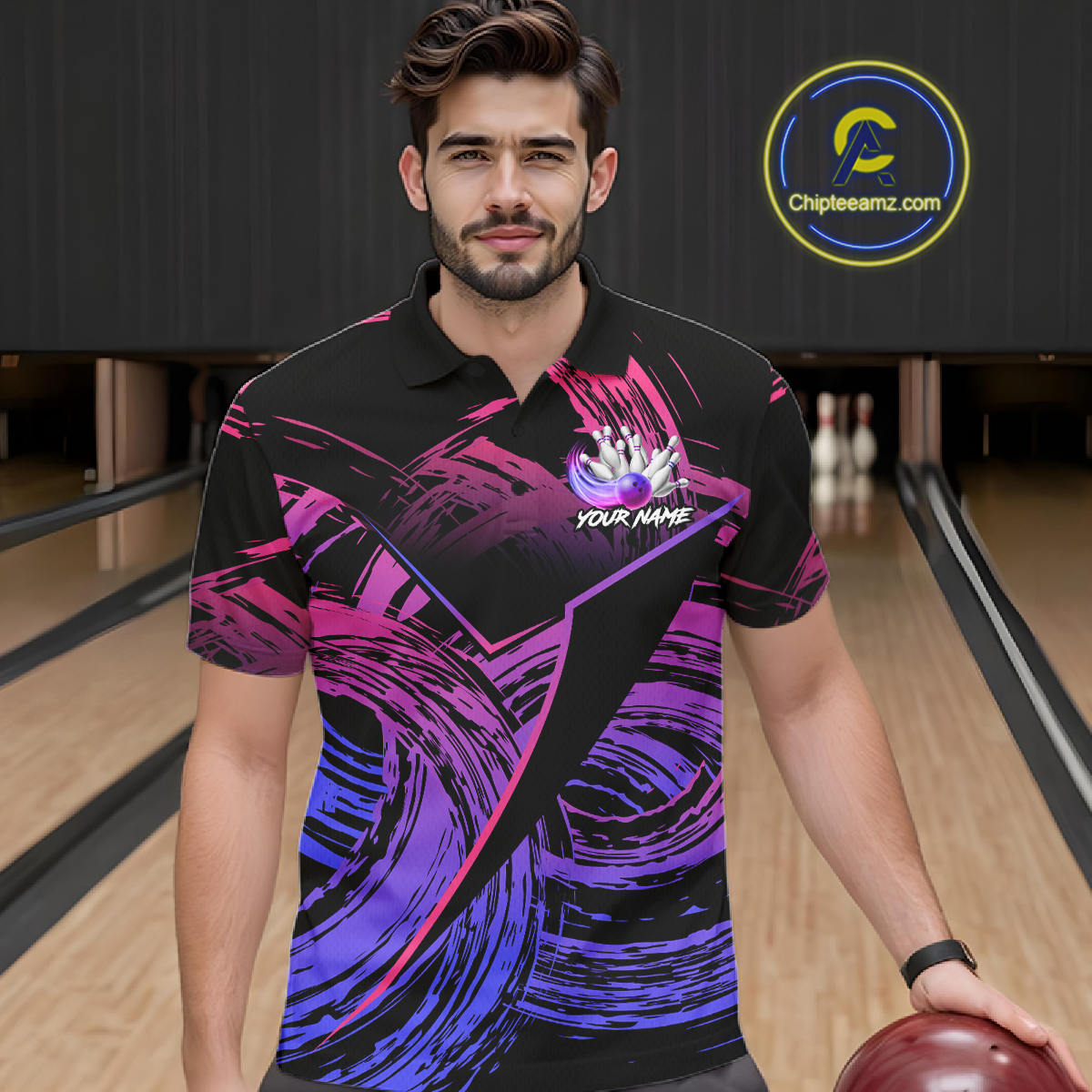 Purple Custom Bowling Shirts for Women Men Team Bowling Jersey Polo&1/4 Zip Shirt MBL223