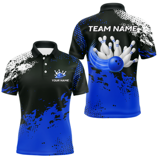 Blue Custom Bowling Shirts for Women Men Bowling Jersey Polo&1/4 Zip Shirt for Team MBL224