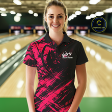 Load image into Gallery viewer, Custom Pink Bowling Shirts for Team Women Men Bowling Polo&amp;1/4 Zip Shirt for Couple MBL233