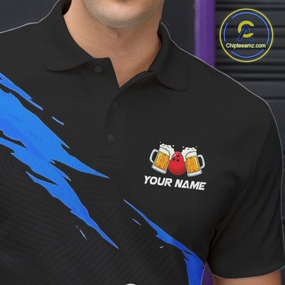 Blue Funny Beer Bowling Shirts Beer Bowling Jersey Team Women Men Bowl League MBL258