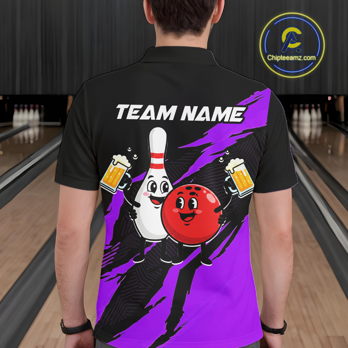 Purple Funny Beer Bowling Shirts Beer Bowling Jersey Team Women Men Bowl League MBL258
