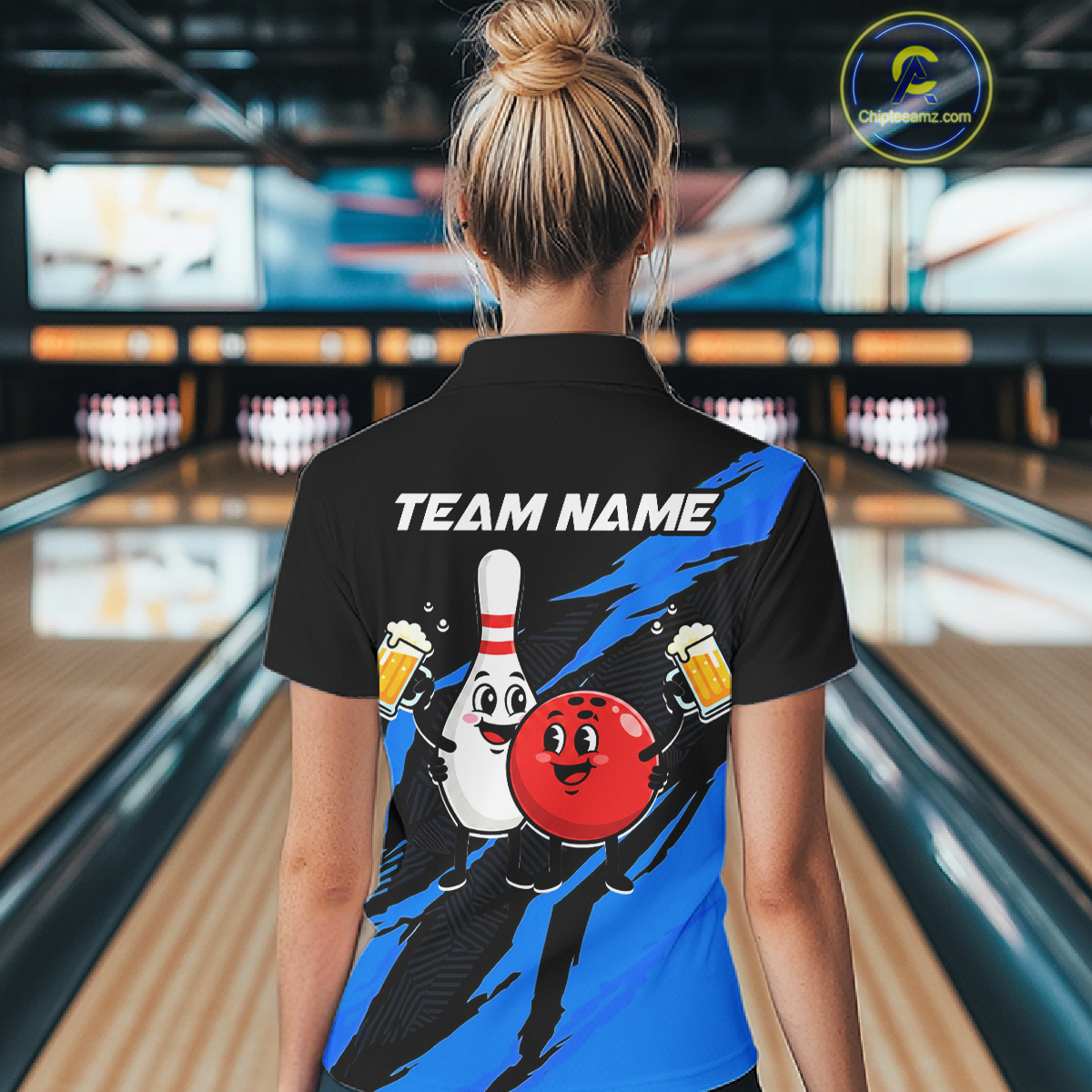 Blue Funny Beer Bowling Shirts Beer Bowling Jersey Team Women Men Bowl League MBL258