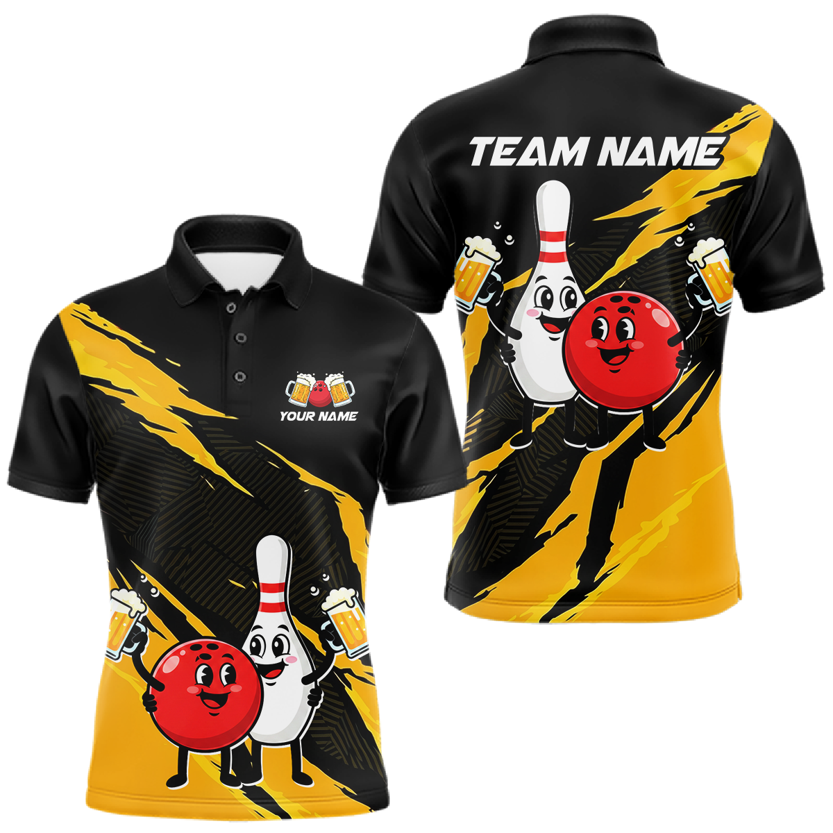 Yellow Funny Beer Bowling Shirts Beer Bowling Jersey Team Women Men Bowl League MBL258