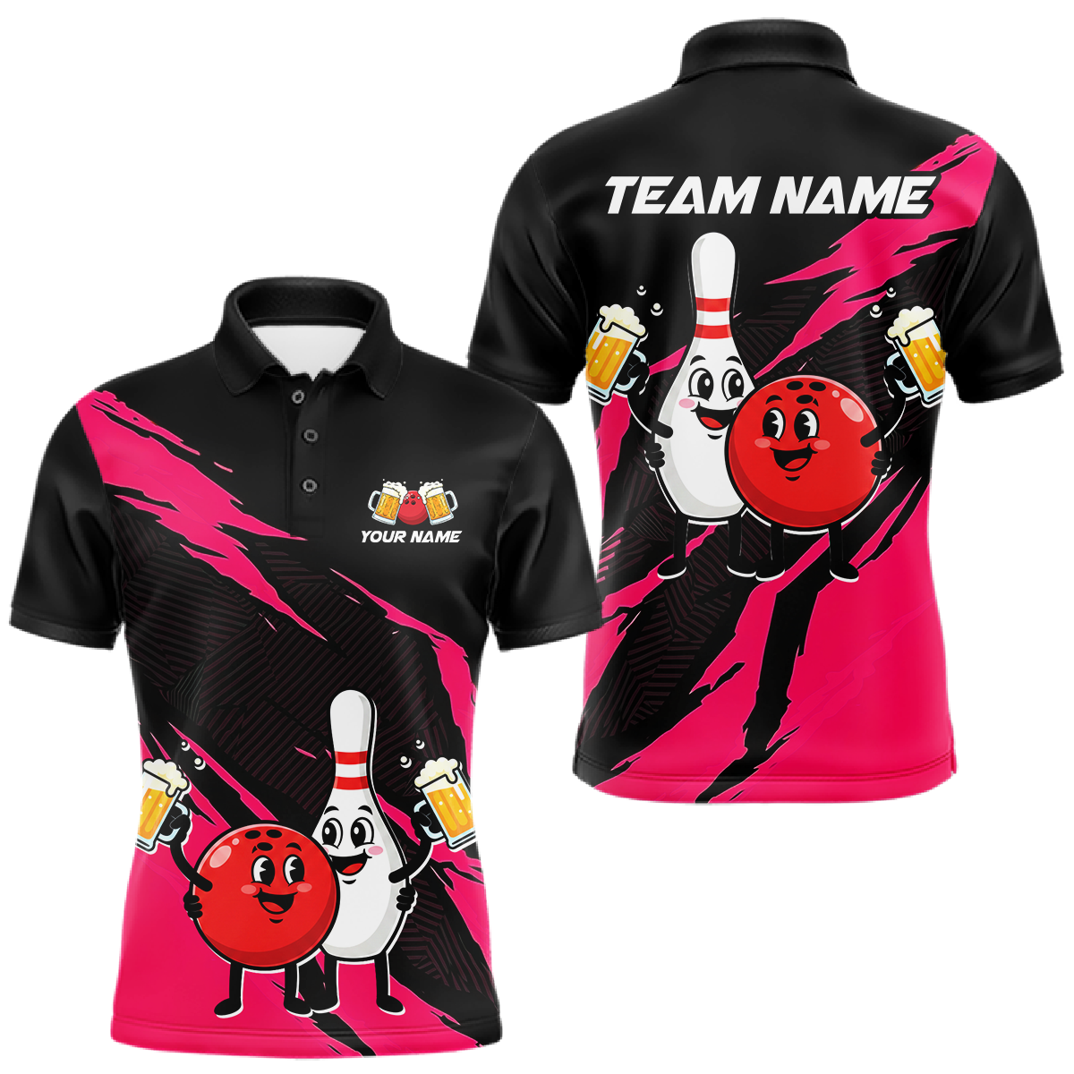 Pink Funny Beer Bowling Shirts Beer Bowling Jersey Team Women Men Bowl League MBL258