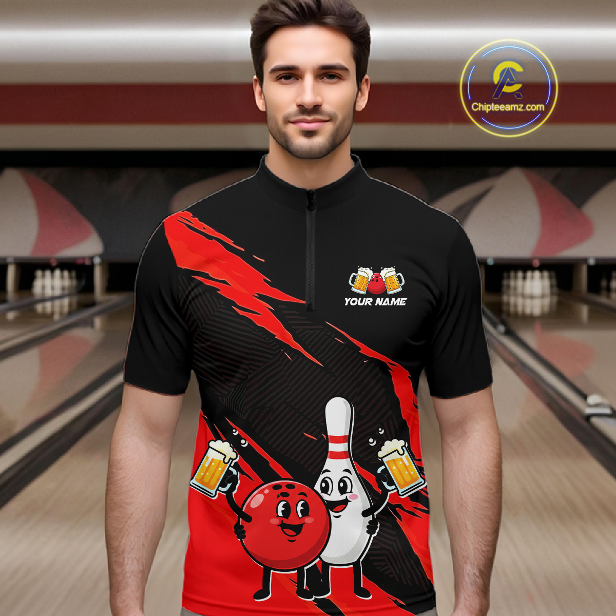 Red Funny Beer Bowling Shirts Beer Bowling Jersey Team Women Men Bowl League MBL258