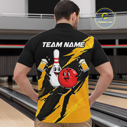 Yellow Funny Beer Bowling Shirts Beer Bowling Jersey Team Women Men Bowl League MBL258
