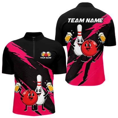Pink Funny Beer Bowling Shirts Beer Bowling Jersey Team Women Men Bowl League MBL258