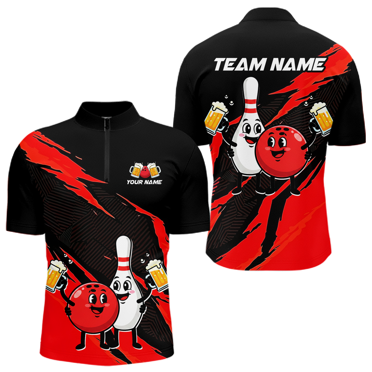 Red Funny Beer Bowling Shirts Beer Bowling Jersey Team Women Men Bowl League MBL258
