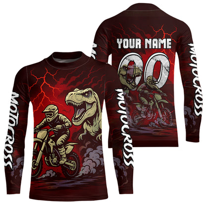Red Dinosaur Motocross Jersey Dirt Bike Shirts for Men Kid Women Racing Jersey XM414