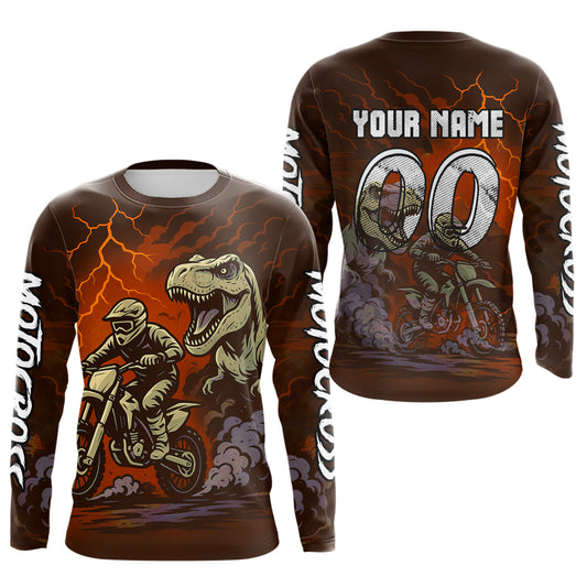 Orange Dinosaur Motocross Jersey Dirt Bike Shirts for Men Kid Women Racing Jersey XM414