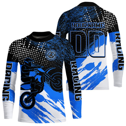 Custom Blue Motocross Racing Jersey for Men Women Kid Dirt Bike Shirts Riding Shirt XM445