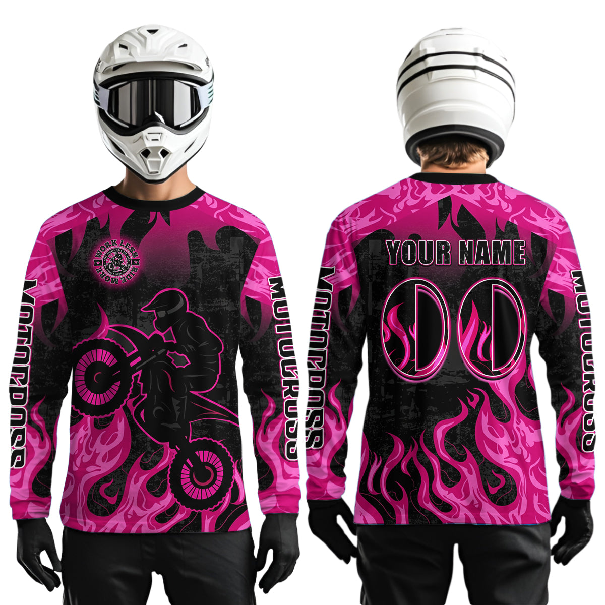 Pink Flaming Motocross Racing Jersey Men Women Kid Dirt Bike Shirts Motorcycle Shirt XM447