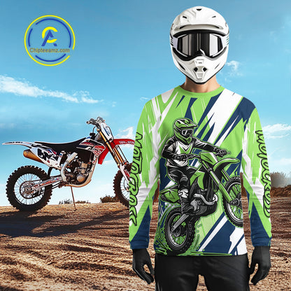 Green Motocross Jersey for Men Women Kid Dirt Bike Shirts Custom Off road Riding Shirt XM466