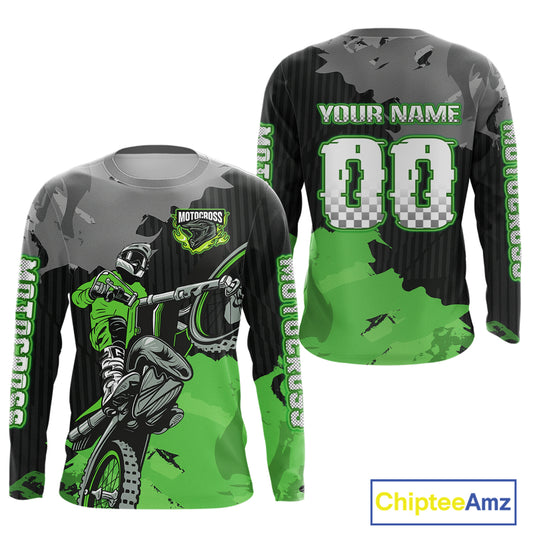 Green Custom Motocross Racing Jersey for Kid Men Women Dirt Bike Shirts Moto Shirt XM478