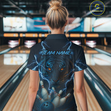 Load image into Gallery viewer, Tiger Bowling Shirts for Team Women Men Custom Blue Lightning Bowling Polo&amp;1/4 Zip Shirt MBL182