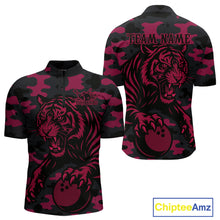 Load image into Gallery viewer, Camo Pink Tiger Bowling Shirts for Team Women Men Custom Bowling Polo &amp; 1/4 Zip Shirt MBL186