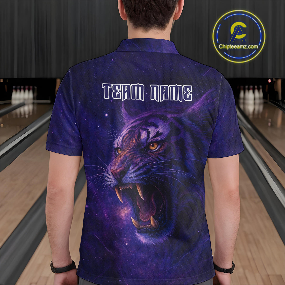 Purple Tiger Bowling Shirts for Team Men Women Custom Bowling Jersey Polo & 1/4 Zip Shirt MBL189