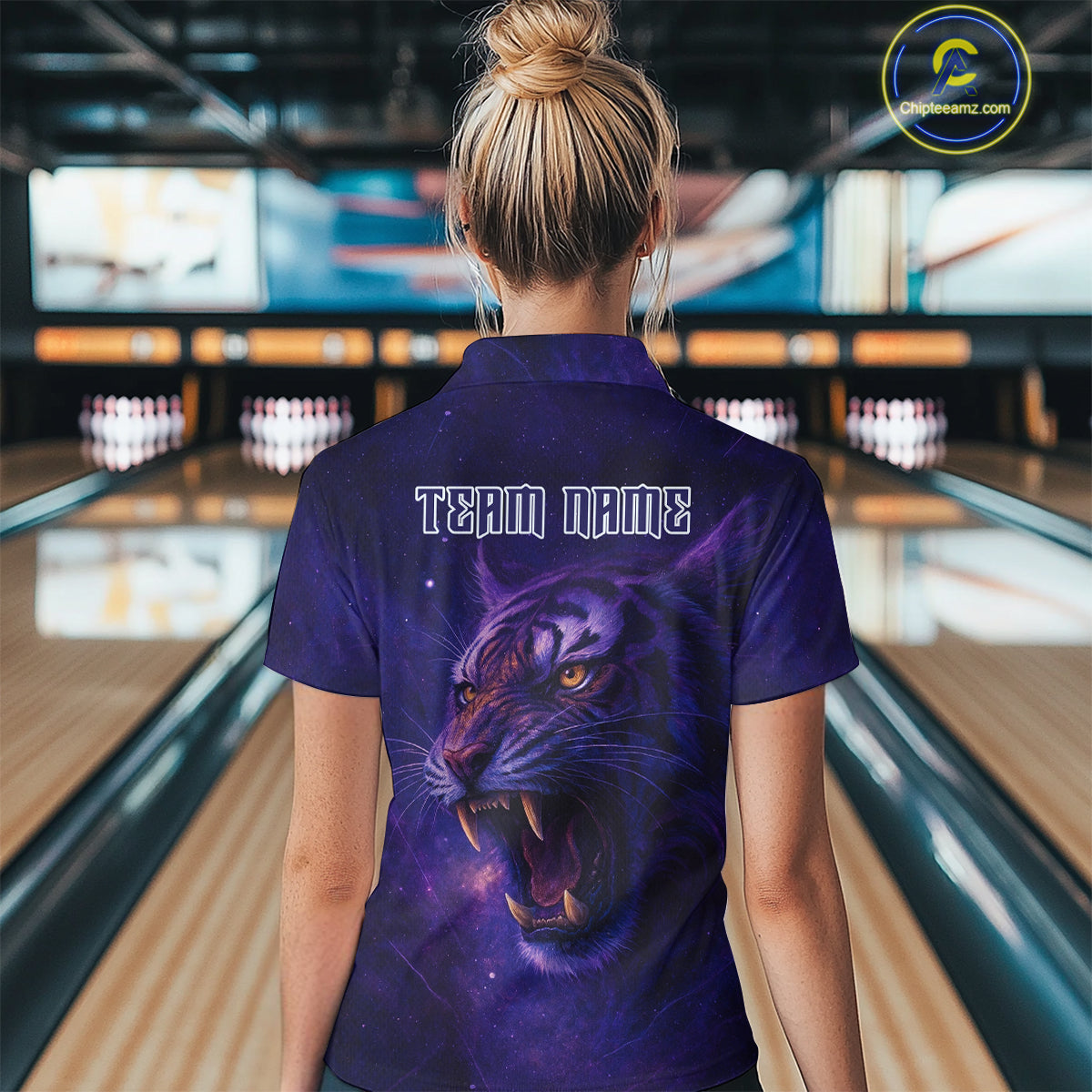 Purple Tiger Bowling Shirts for Team Men Women Custom Bowling Jersey Polo & 1/4 Zip Shirt MBL189