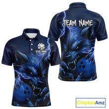 Load image into Gallery viewer, Wolf Bowling Shirts for Team Women Men Custom Blue Wolf Bowling Polo and 1/4 Zip MBL191