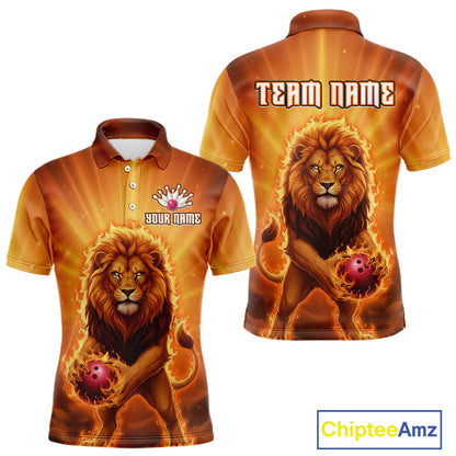 Lion Bowling Shirts for Team Women Men Custom Bowling Jersey Bowl Polo&1/4 Zip MBL236