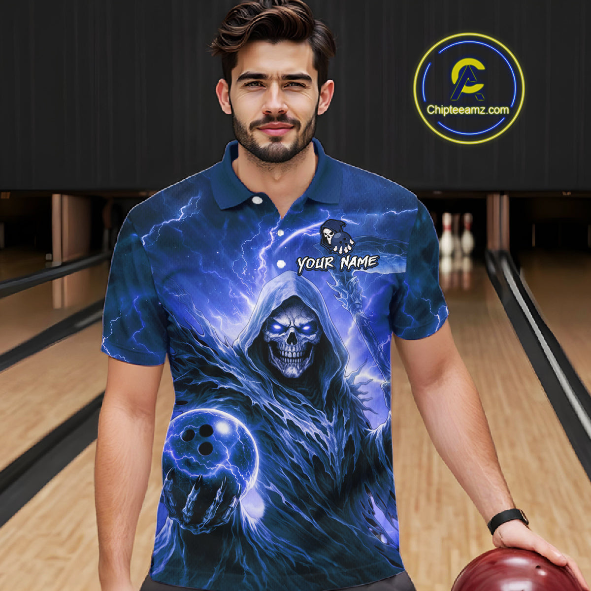 Blue Bowling Shirts for Team Women Men Custom Death Bowling Jersey Bowl League MBL248