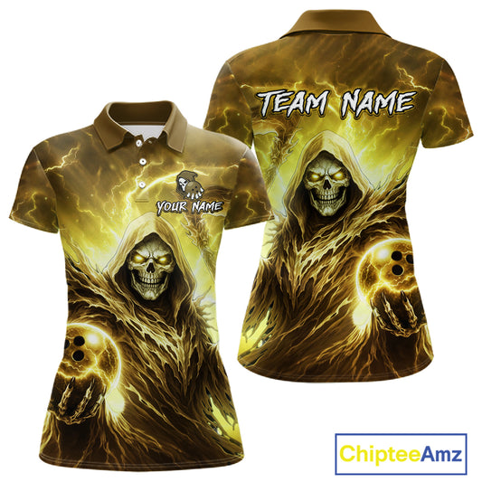 Yellow Bowling Shirts for Team Women Men Custom Death Bowling Jersey Bowl League MBL248