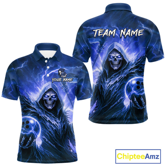 Blue Bowling Shirts for Team Women Men Custom Death Bowling Jersey Bowl League MBL248