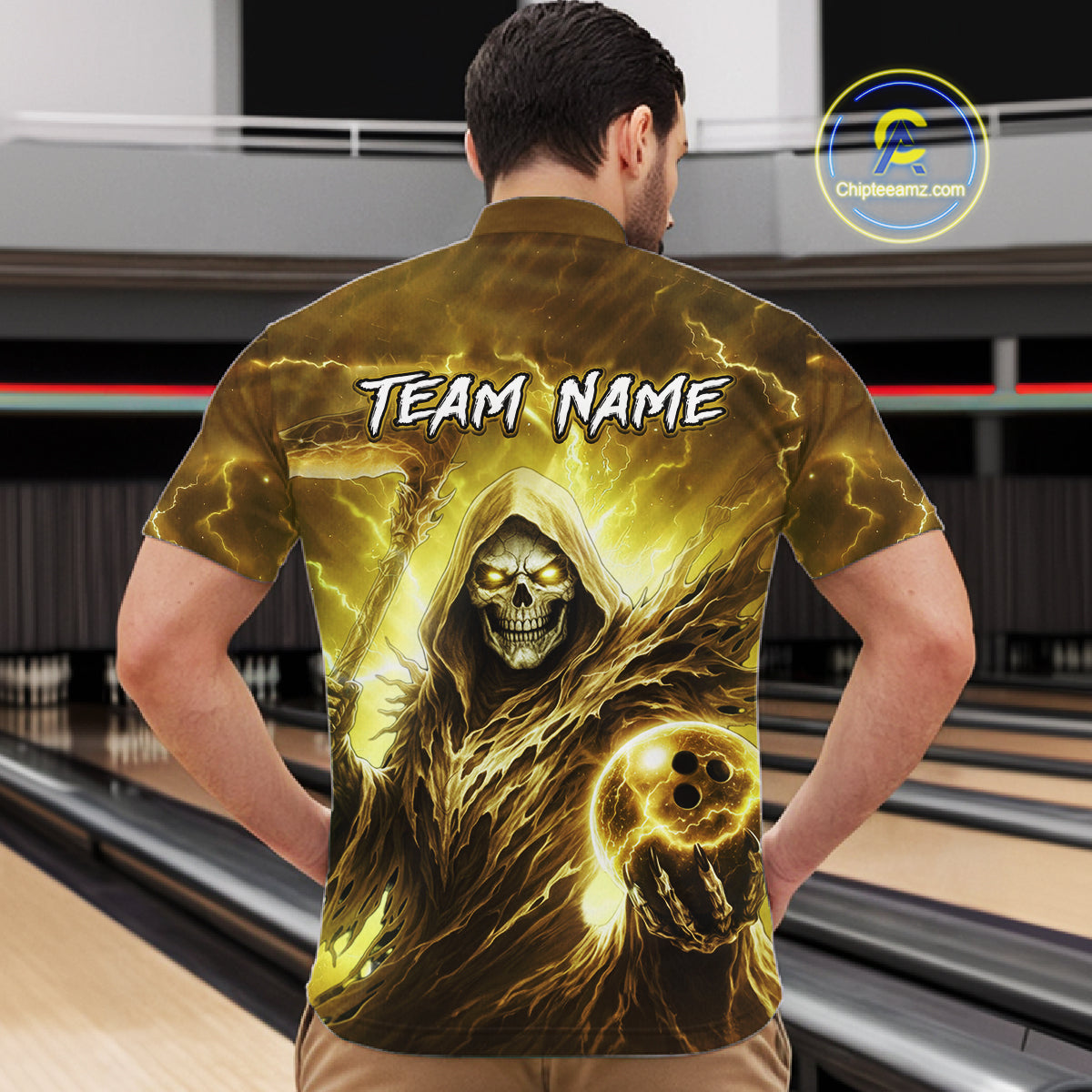 Yellow Bowling Shirts for Team Women Men Custom Death Bowling Jersey Bowl League MBL248