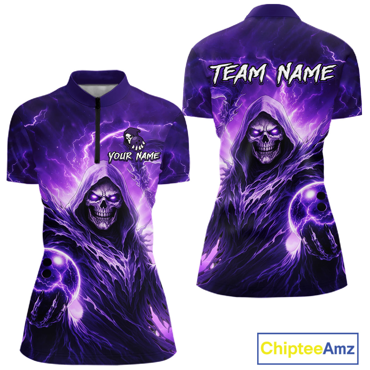 Purple Bowling Shirts for Team Women Men Custom Death Bowling Jersey Bowl League MBL248