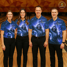 Load image into Gallery viewer, Blue Bowling Shirts for Team Women Men Custom Death Bowling Jersey Bowl League MBL248