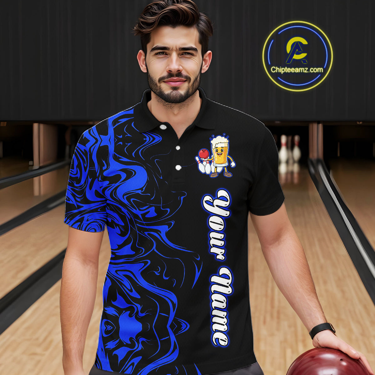 Funny Beer Bowling Shirts Team Women Men Custom Blue Bowling Jersey for Bowler MBL250