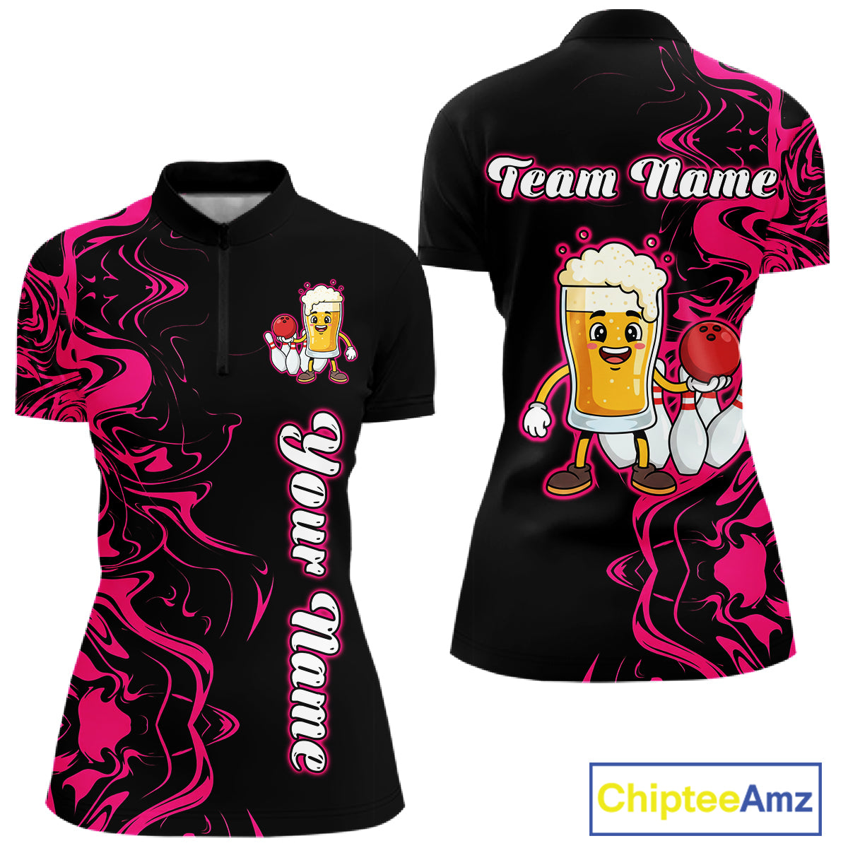 Funny Beer Bowling Shirts Team Women Men Custom Pink Bowling Jersey for Bowler MBL250