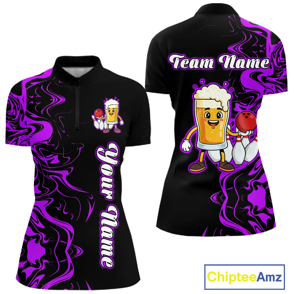 Funny Beer Bowling Shirts Team Women Men Custom Purple Bowling Jersey for Bowler MBL250