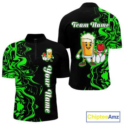 Funny Beer Bowling Shirts Team Women Men Custom Green Bowling Jersey for Bowler MBL250